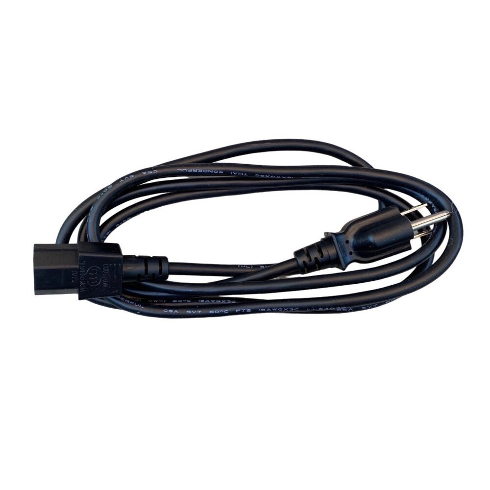 Heavy-Duty Black Power Cord Cable 18AWG 3-Prong 5FT 125V 10A
